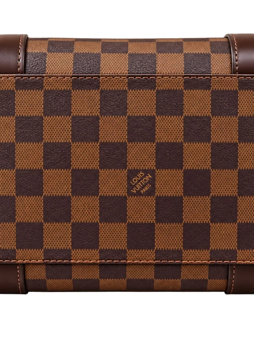Louis Vuitton Berkeley Brown Damier Ebene Leather Satchel with Gold Plaque Purse